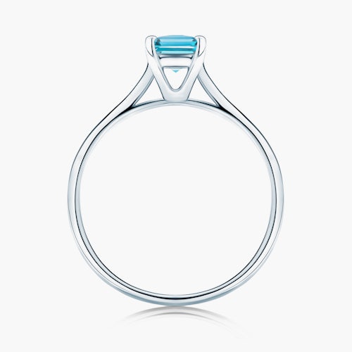 Pierścionek zaręczynowy SAVICKI: białe złoto, akwamaryn